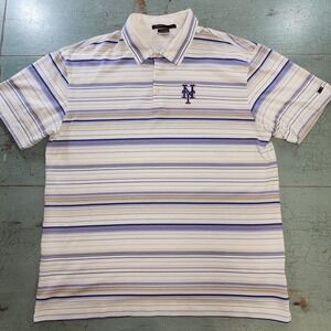 Nike Tiger Woods Collection Polo Shirt New York Mets Logo XL White Blue Stripe